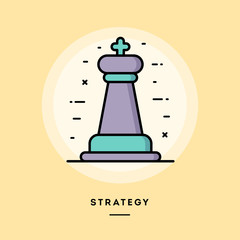Startegy, chess figure, flat design thin line banner, usage for e-mail newsletters, web banners, headers, blog posts, print and more. Vector illustration. - 240274145