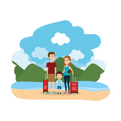 group of family on the beach