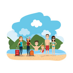 Obraz na płótnie Canvas group of family on the beach