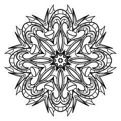 Indian floral mandala pattern.Vector Henna tattoo style. Can be used for textile, greeting card, coloring book, phone case print.