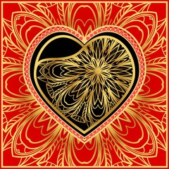 Romantic Pattern With Decorative Heart. Template for Happy Valentines Day. Vector Illustration. For Greeting Card, Invitation Or Posters.