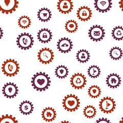 Gears and computer icons. Network technology concept. Seamless vector EPS 10 pattern