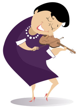 Violinist woman illustration. Violinist woman is playing music with inspiration isolated on white
