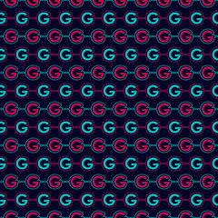 Alphabet letter g vector seamless pattern