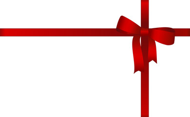 Invitation, Greeting or Gift Card With Red Ribbon And A Bow  on white background.  Gift Voucher Template with  place for text.