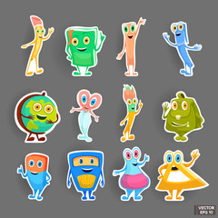 Cartoon set of stickers stationery