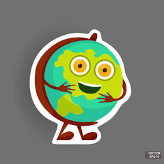 Cartoon characters sticker cute globe.