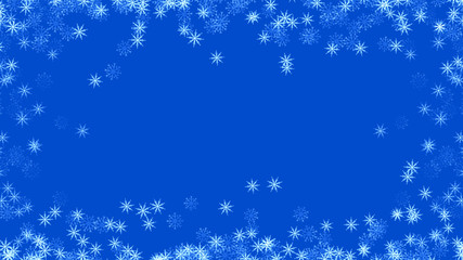 Abstract background with a variety of colorful snowflakes. Big and small.