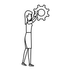 elegant businesswoman lifting gear