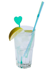 Alcoholic cocktail in glass isolated on a white. Gin and tonic - Image