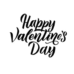 Happy Valentines Day Black Lettering White background. Greeting Card