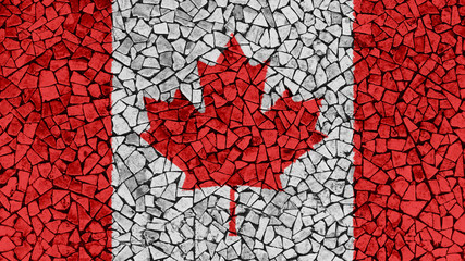 Mosaic Tiles Painting of Canada Flag, Background Texture