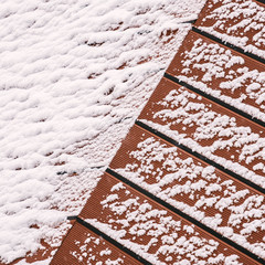 texture of wood covered with snow
