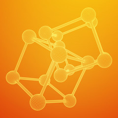 Wireframe Mesh Molecule Grid. Connection Structure. Low poly vector illustration. Science and medical healthcare concept