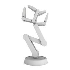 Robotic arm manufacture technology industry assembly mechanic hand 3d render illustration isolated on white