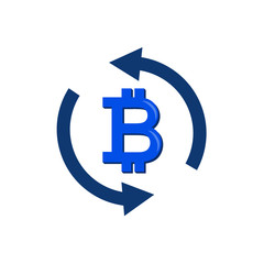 Currency exchange simple icon. Money Transfer sign. Bitcoin in rotation arrow symbol. Quality design elements.
