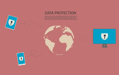 Data Protection Cloud Security System Technology Vector Background