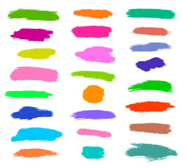 Dry brush, pen, marker, colored strokes set