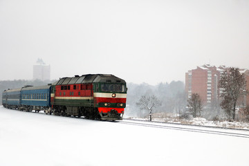 train in the snow