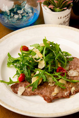straccetti with arugula parmesan and dried tomatoes