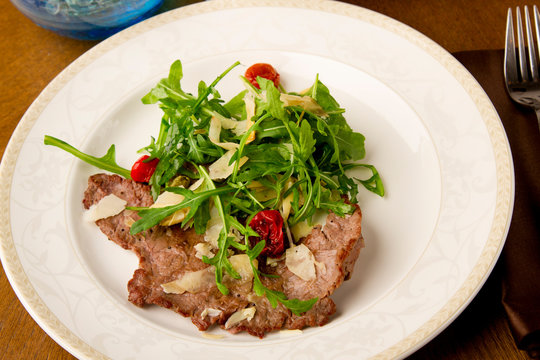 straccetti with arugula parmesan and dried tomatoes