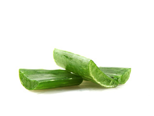 Close-Up Of Aloe Vera Slice On White Background