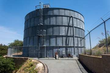 Water tank on a hill in Southern California
