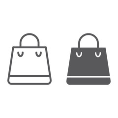 Shopping bag line and glyph icon, shop and buy, package sign, vector graphics, a linear pattern on a white background.