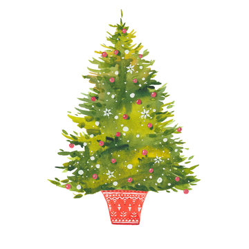  watercolor Christmas  tree