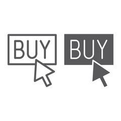 Buy now line and glyph icon, shopping and commerce, buy button sign, vector graphics, a linear pattern on a white background.