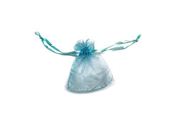 Small blue gift bag, isolate on a white background