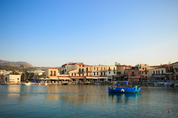 Fototapeta na wymiar The old venetian port in Rethymno, Crete island, Greece.