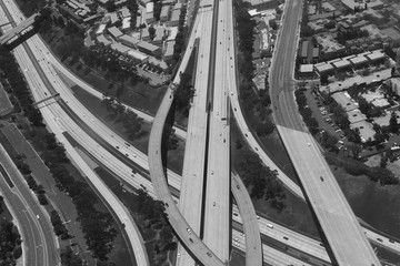 Obraz premium Black and white abstract aerial images of San Diego freeways