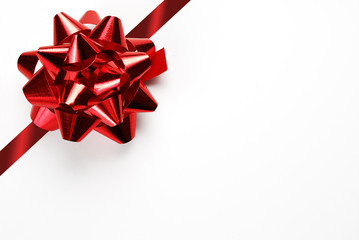 Blank Gift Card with Red Bow and Ribbon