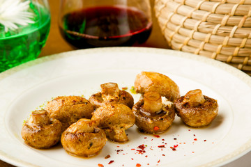 mushrooms on the grill