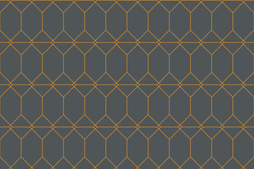 Seamless, abstract background pattern made with lines in dark, pastel green and gold colors. Classic, vintage looking vector art.