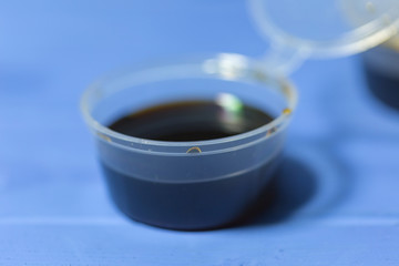 sushi sauce on a blue background