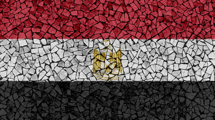 Mosaic Tiles Painting of Egypt Flag, Background Texture