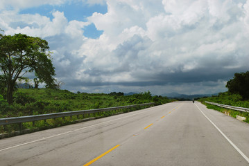 Tropical road  in Dominican Republic.