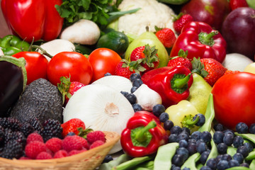 Assortment of fresh fruit and vegetables