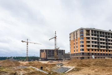 View on residential building construction site