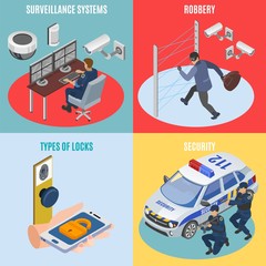 Security Systems Isometric Concept 