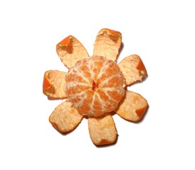 Juicy tangerine is isolated on a white background.