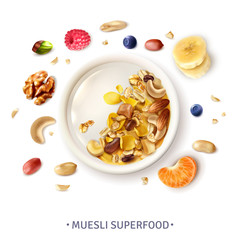 Muesli Superfood Realistic Composition 