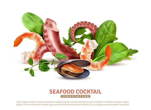 Seafood Cocktail Realistic Composition 
