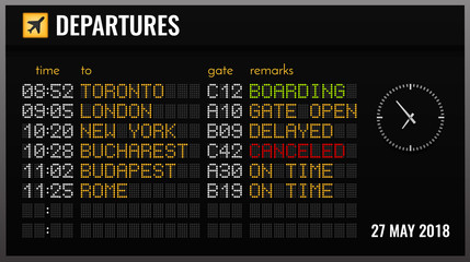 Airport Board Realistic Composition
