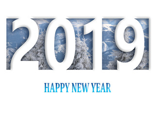 2019 happy new year, abstract design on white paper
