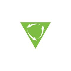 Triangle with recycle arrow logo design