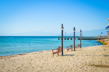 Naklejka na ściany i meble Beautiful Paralia Katerini beach, Greece
