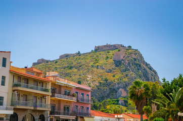 Palamidi fortress on the hill in city Nafplio, Greece